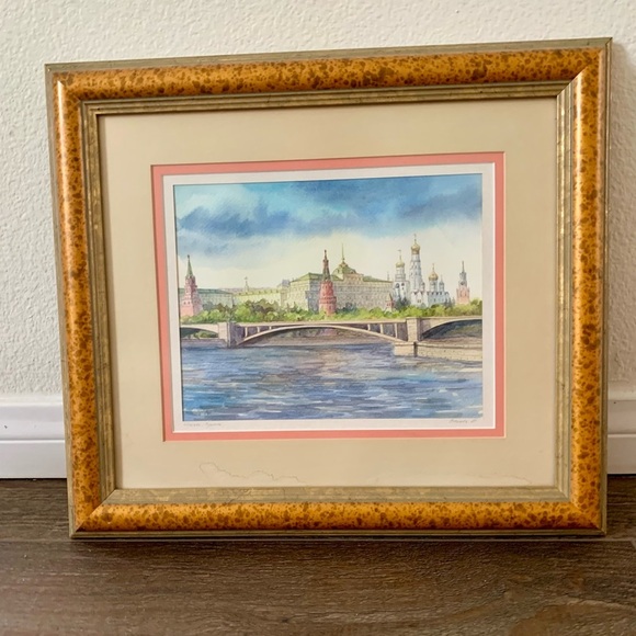 Moskva Kremlin Watercolor Picture Art 12.5/14” - Picture 13 of 14